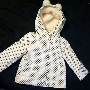 White & Black EUC Polkadots Raincoat